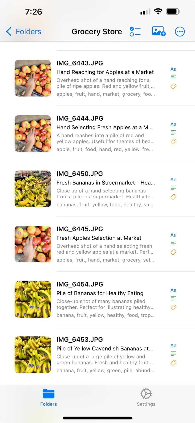 AITagger App - Folder View
